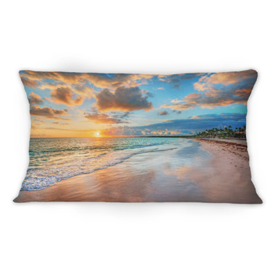 Coussin décoratif Glorious Sunset Breaking Waves By The Shore