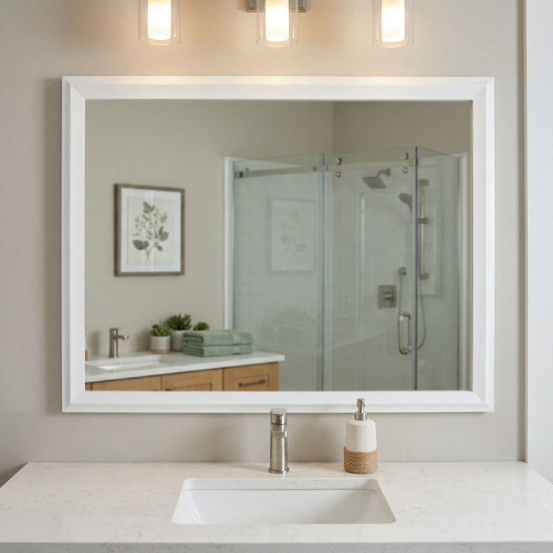 Miroir Woodford Wood, Blanc pur, 28 po x 60 po
