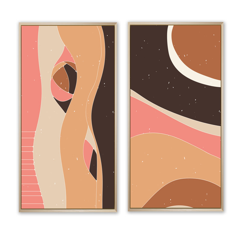 «Retro Abstract Colorful Landscape Design V», ensemble de 2 reproductions, H 40 po x l 40 po x P 1,5 po