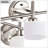 3-Light Brushed Nickel Contemporary Vanity Light with White Glass Shades, Dimmable, Hardwired, Damp Rated, 2 Finish Options-124890743