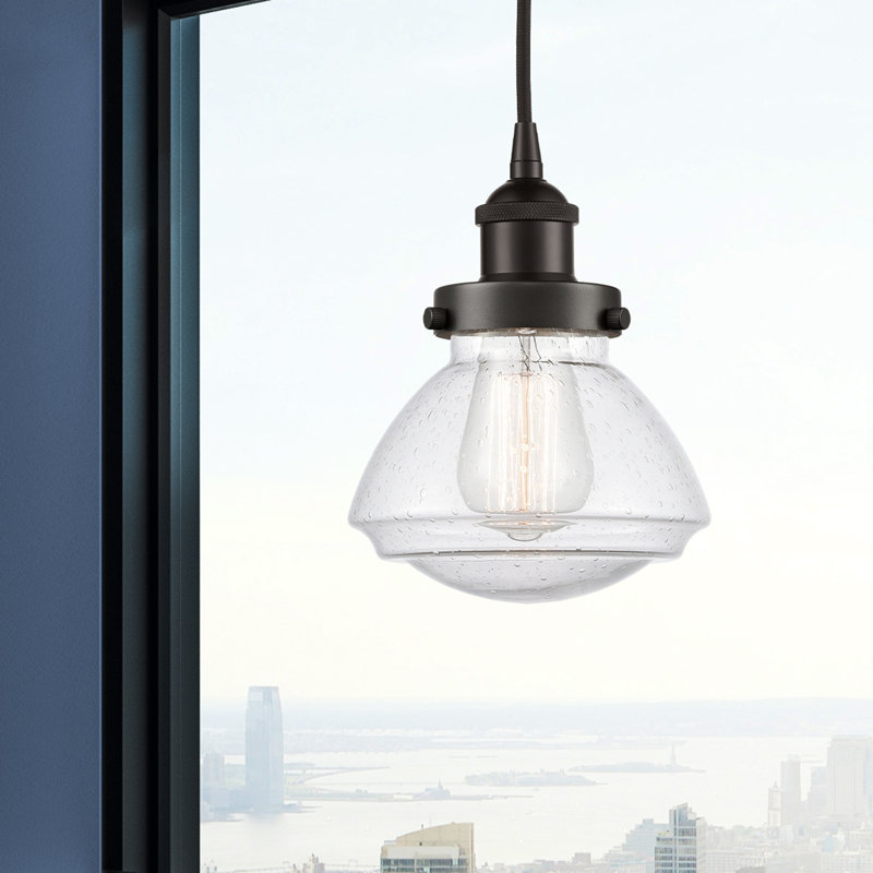 Luminaire suspendu simple à 1 lumière Caille, Bronze huilé
