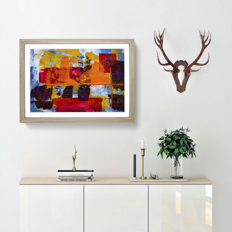 Abstract Art Painting Vol.125 by S.Johnson - Picture Frame Painting Print, 62cm H x 87cm W x 2cm D, Oak Framed