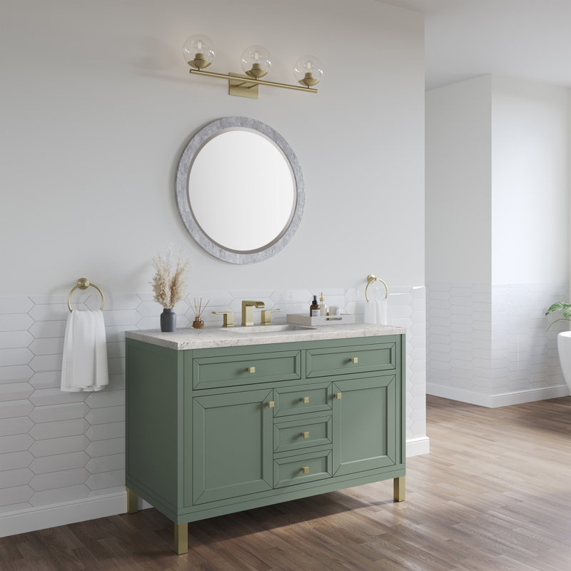Chicago 48'' W Single Vanity, Smokey Celadon, Eternal Jasmine Pearl