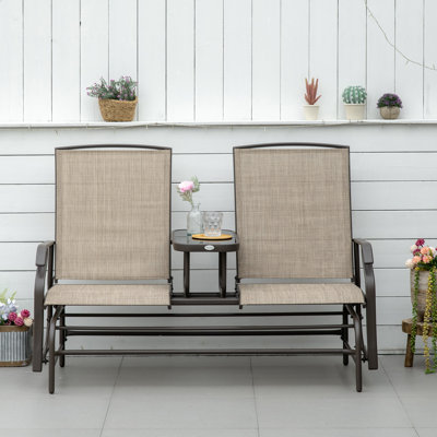 Outsunny Outdoor Glider Bench With Center Table by Winston Porter
