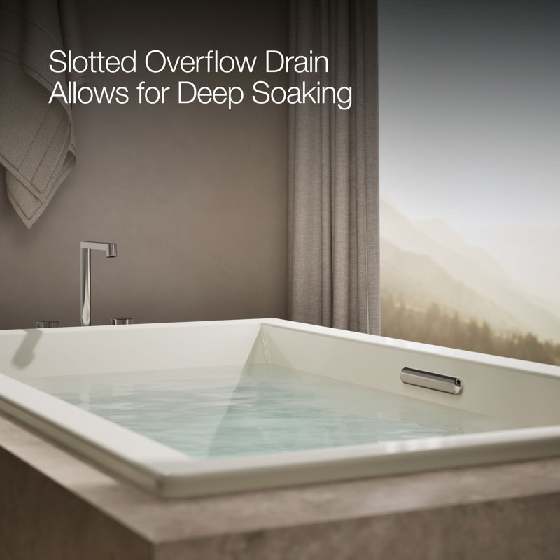 Underscore 60" x 32" Drop In Soaking Acrylic Bathtub, Dune, 21" H x 42" W x 72" D