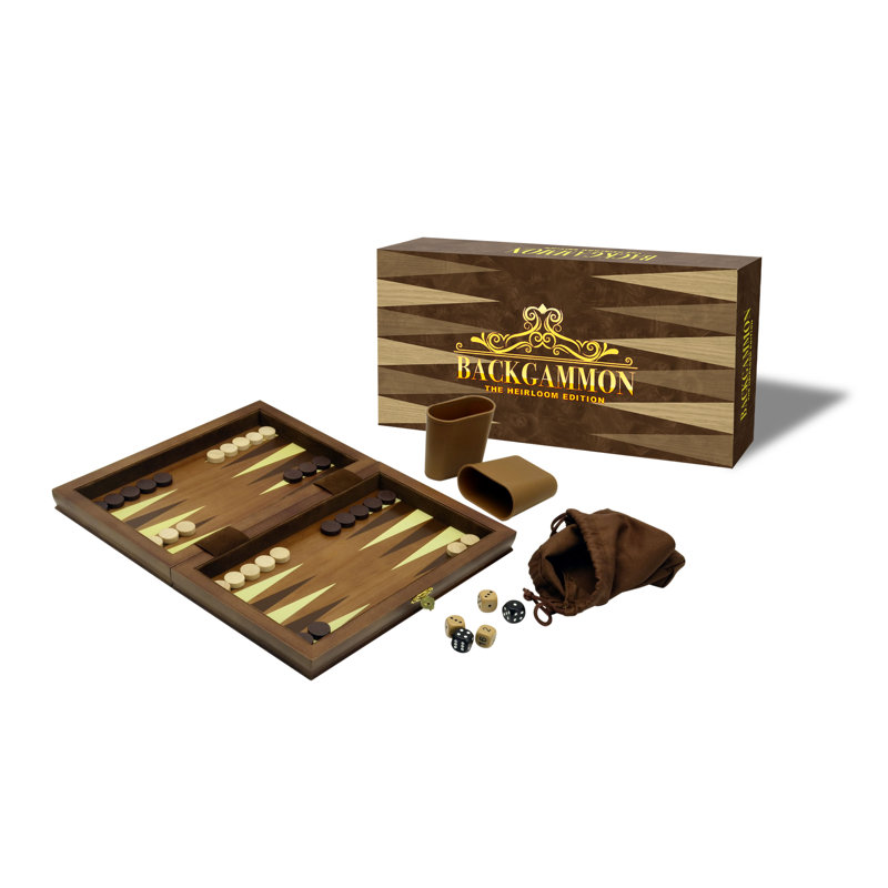 Heirloom Solid Wood Folding Backgammon Set with Veneered Board