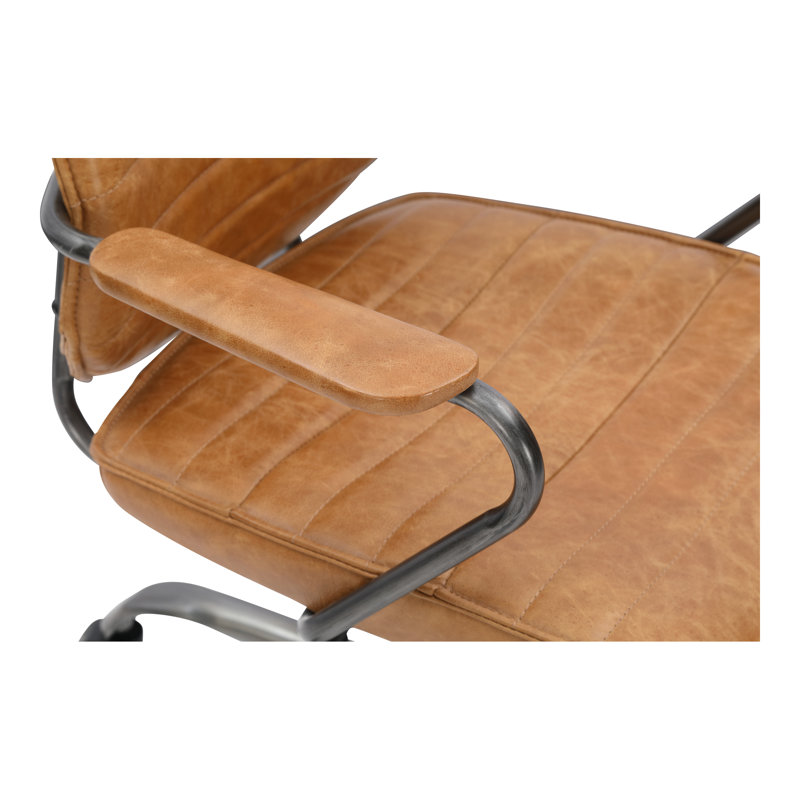 Genuine Leather Executive Chair, Tan Leather