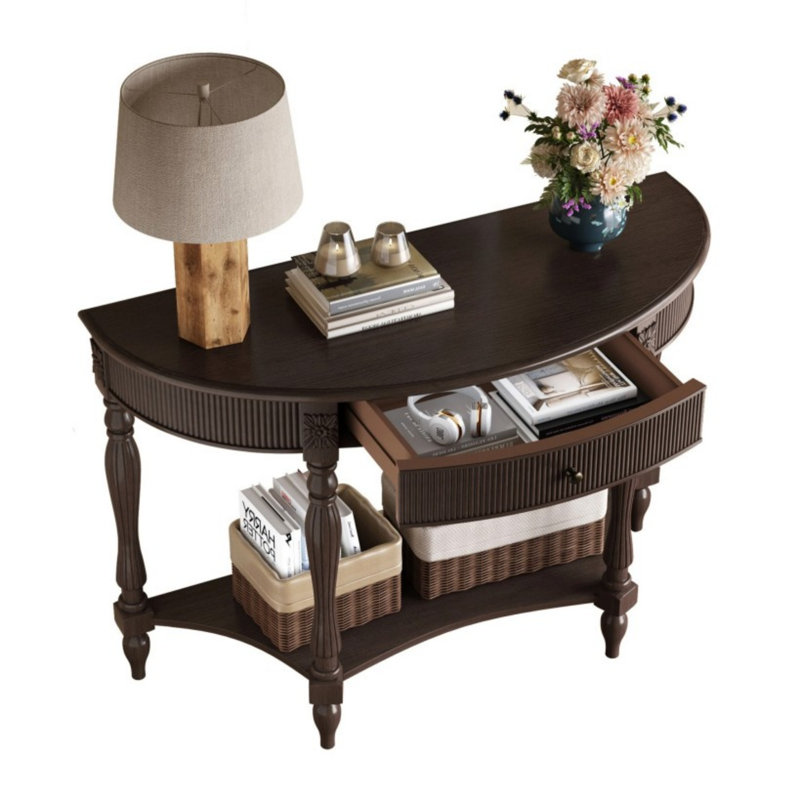 Console de 45 po en demi-lune Farmhouse, Deep Rustic Brown