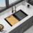 Quartz Kitchen Sink - 33X19" Black Granite Composite Workstation Undermount Kitchen Sink