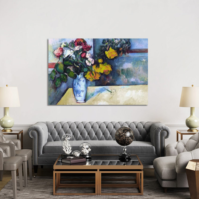 Still Life: Flowers In A Vase by Paul Cezanne - Wrapped Canvas Painting, 152.5 cm H x 101.5 cm W