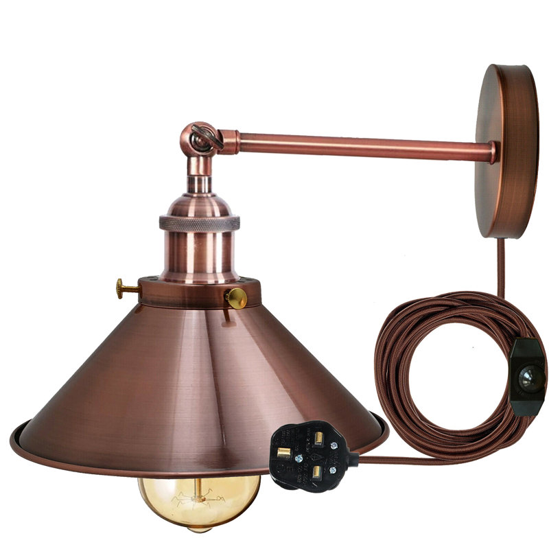 Caribe Plug-in Armed Sconce, Copper
