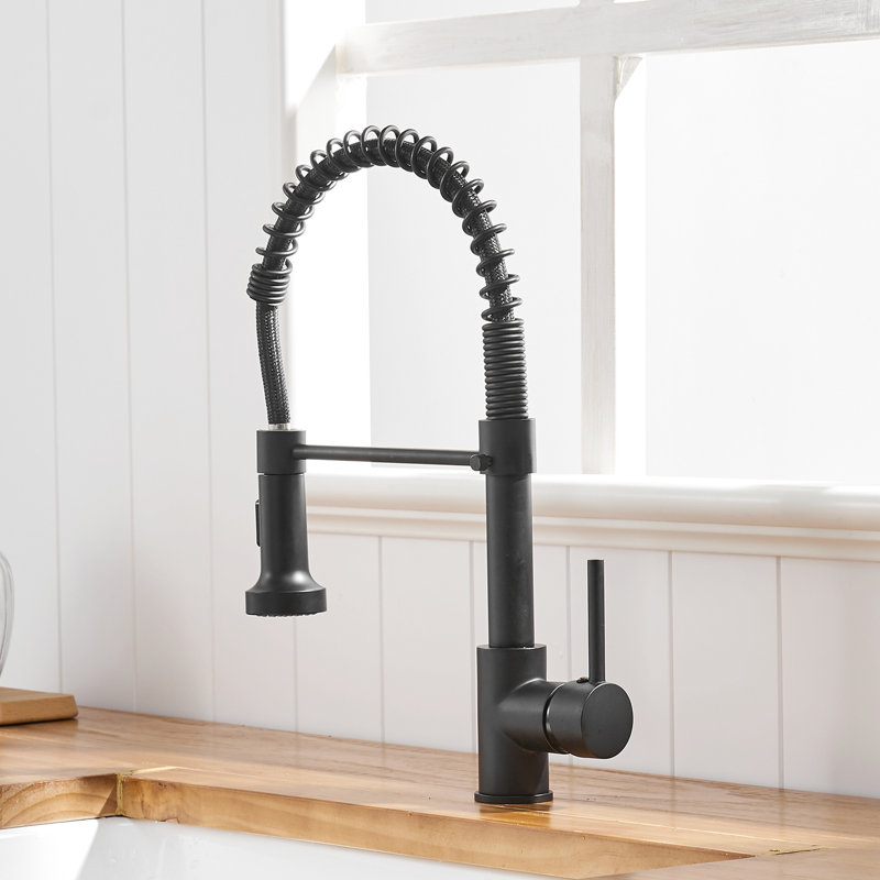 Robinet de cuisine noir commercial - rétractable, alimentation en eau stable, débit facile à régler, température et mat pour l'installation du lavabo, fuite réduite, sortie multifonctionnelle