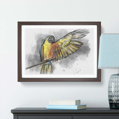 Yellow Macaw Parrot in Abstract - Picture Frame Painting Print