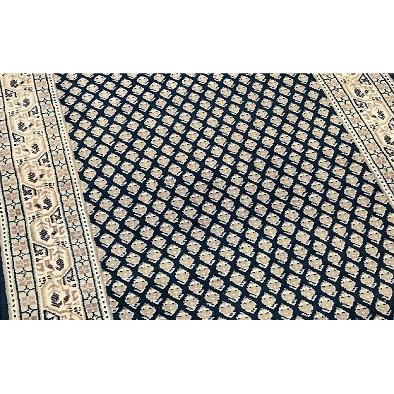 Hand-Knotted High-Quality Blue and Ivory Runner