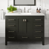 Minnich 42"W X 22"D Espresso Bathroom Vanity With White Carrara Quartz Countertop And Undermount Porcelain Sink