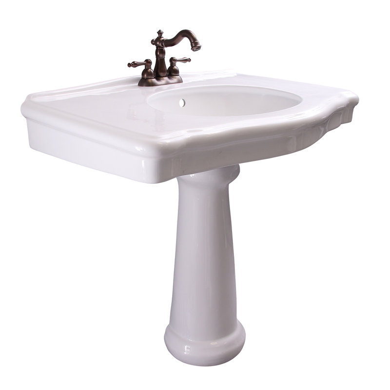 Anders Rectangular Pedestal Lavatory, White, 4"
