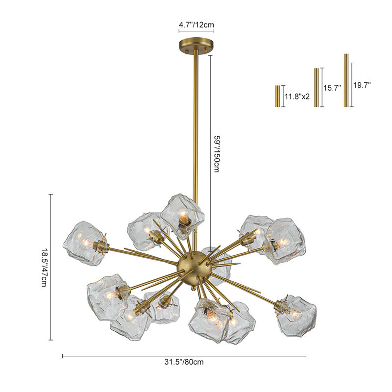 Lustre à intensité variable 12 lumières Simmeon