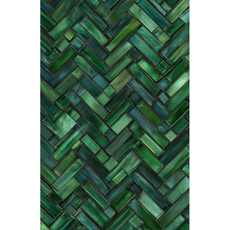 Adhésif mural émeraude vert à motif de chevrons pelez et collez