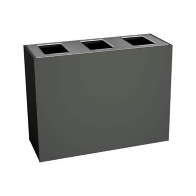 Sturdy Essentials Stratus Series Recycling And Trash Receptacle Bin Modern Style With Slate Grey Finish, Triple Bin With Three Full Openings For Recycling And Waste