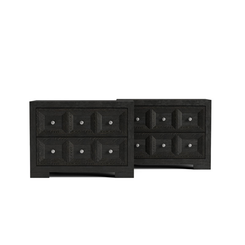 Schell 2-Drawer Nightstands (Set of 2), Black