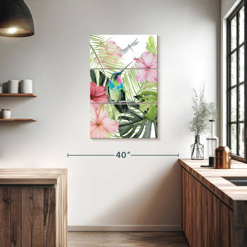 Brampt Hibiscus And Hummingbird II, 38" H x 24" W