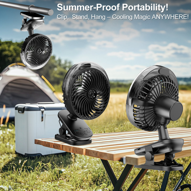 Auto-Oscillating Clip-On Fan With Mister,6000mAh, Remote Control