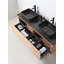 Meuble-lavabo double 60 po en contreplaqué de chêne naturel avec plateau en quartz-93831025