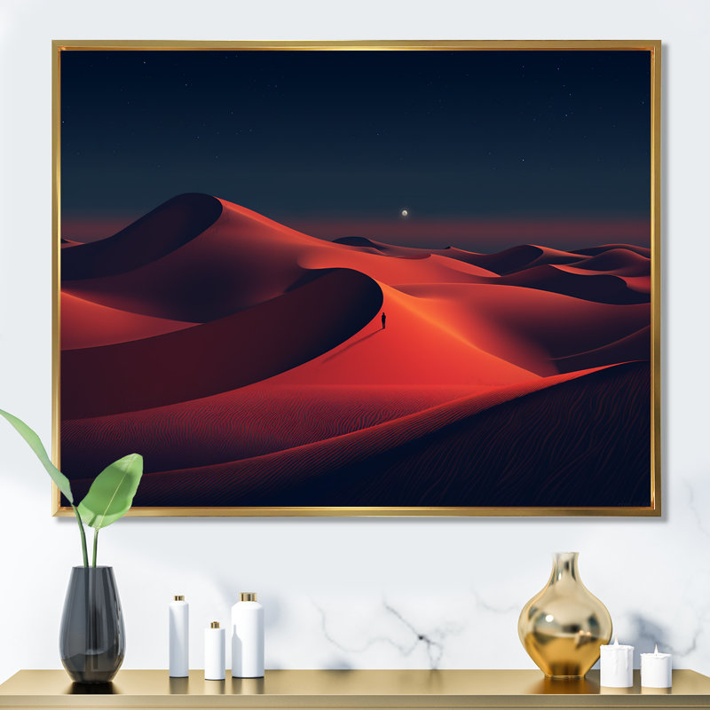 Red Desert Twilight Photo III - Art mural désert, Cadre flottant noir, H 12 po x l 20 po x P 1 po