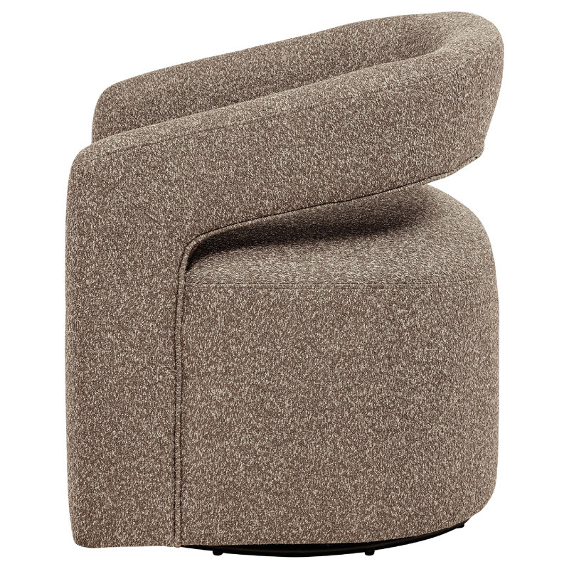 Chaise d'appoint pivotante Hill, dossier demi-tonneau, rembourrage en mousse Rocky Road Brown Boucle, Rocky Road Brown