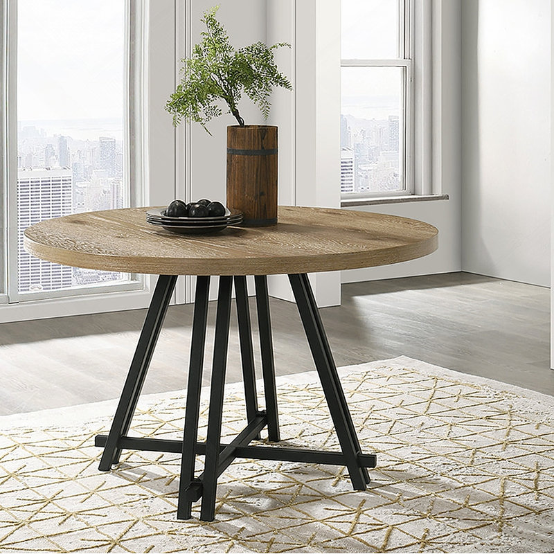 Table de salle à manger ronde 47 po avec base en chêne