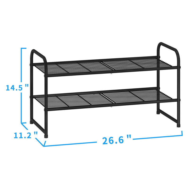 Range-chaussures en métal empilable à 2 niveaux avec tablettes réglables pour un rangement et un rangement des chaussures efficaces
