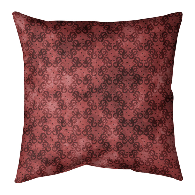 Coussin décoratif intérieur / extérieur Katelyn Elizabeth Snakes, 16 po x 16 po, Rouge