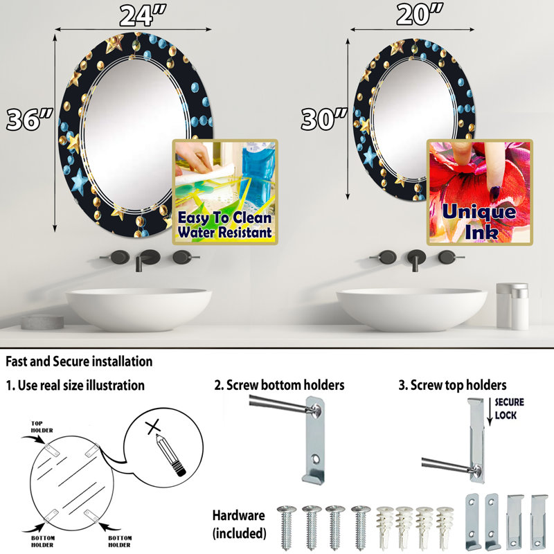 Miroir de salle de bain sans cadre, 36 po x 24 po