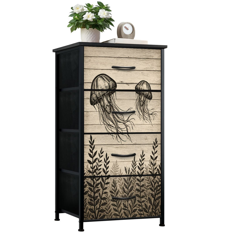 Commode rustique pour la chambre à coucher avec 4 tiroirs de rangement Commode minimaliste sous l'eau