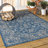 Leonora Bohemian Textured Weave Floral Navy/Gray Indoor/Outdoor Rug-876239352