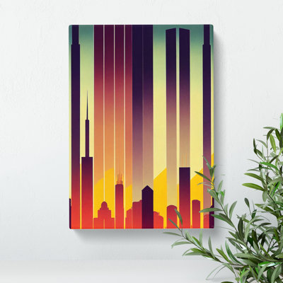 XC1022-1418X City Skyline in Art Deco No.4 1 Piece Wrapped Canvas Wall Art