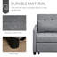 Canapé-lit convertible avec méridienne et canapé-lit inclinable avec tissu capitonné, dossier à angle réglable et coussin, gris