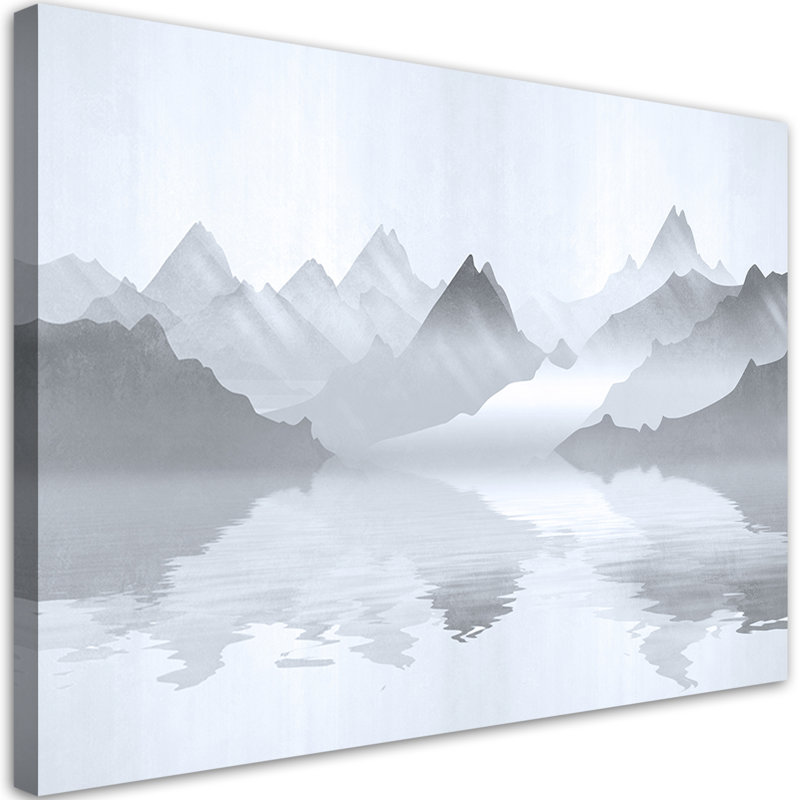 Mountains On A Lake Abstraction - No Frame Print on Canvas, 70cm H x 100cm W