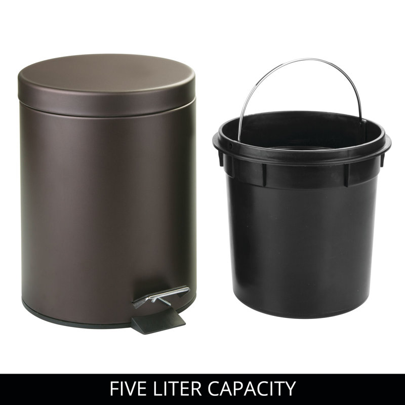 iDesign Round 1.3 Gallon Steel Step Trash Can - Set of 2 - Bronze
