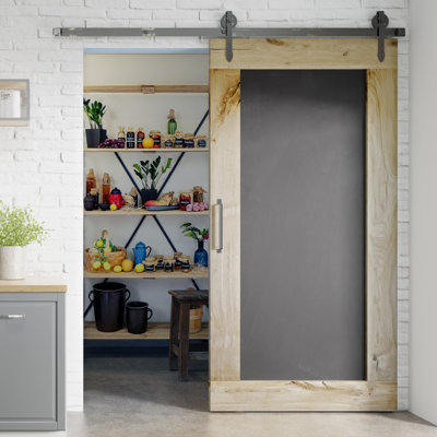 Thornburg Solid Oak Sliding Door with Blackboard Unfinished