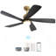Ventilateur de plafond 52 pouces avec lumière DEL à intensité variable et 5 pales en bois massif