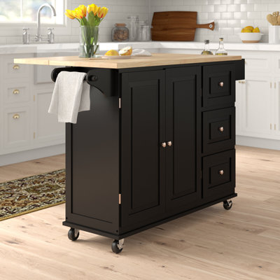 Orton 53.75" Kitchen Island with Locking Wheels