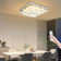 17.71" Modern Square Crystal Infinitely Dimmable Ceiling Light With Remote Control