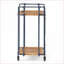 Chariot-bar, 2 niveaux industriels avec roues, bois de sapin et amp; Fer antique | Bois et métal | Brun