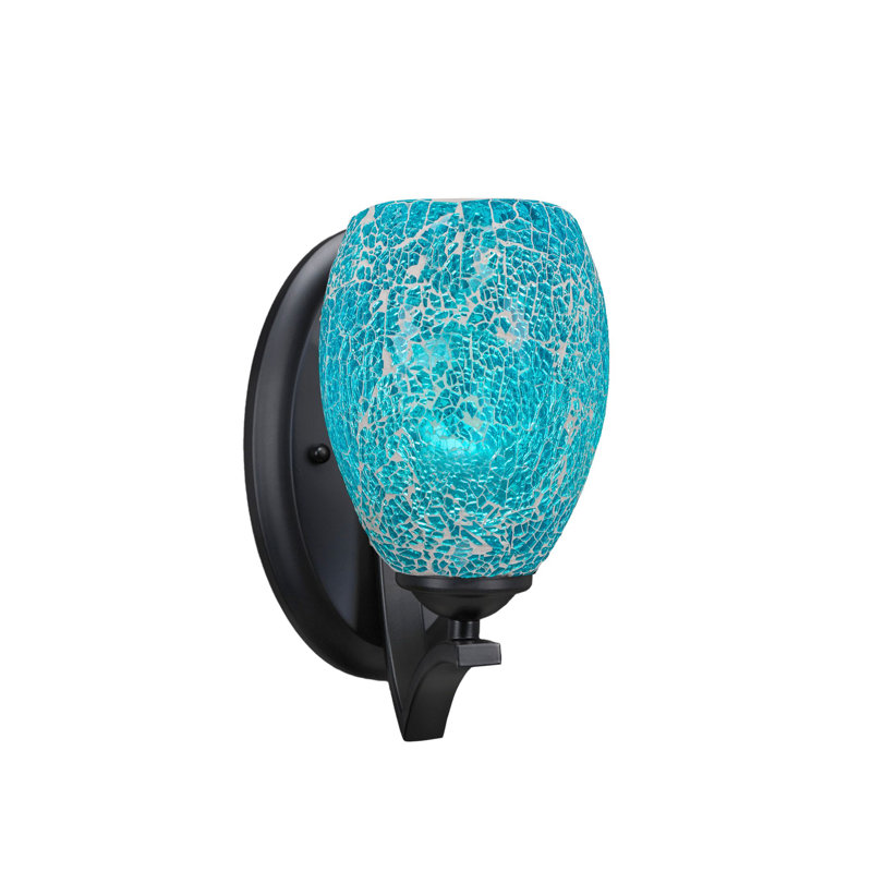 Zilo Wall Sconce Shown With Glass, Turquoise, Matte black