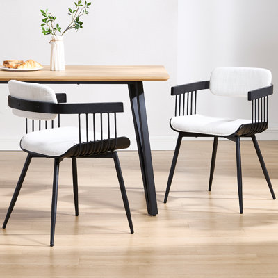 Modern Upholstered Dining Chairs With Backrest And Armrest, With Metal Frame, For Dining Room/Living Room