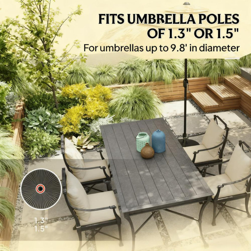 Support de parasol rond robuste, Noir
