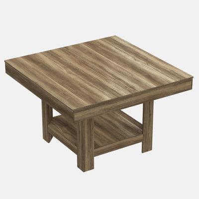 Table de salle à manger carrée de 47,2 po avec tablette de rangement inférieure, table de cuisine moderne en bois pour 4 à 6 personnes, base robuste à pieds triangulaires, table seulement