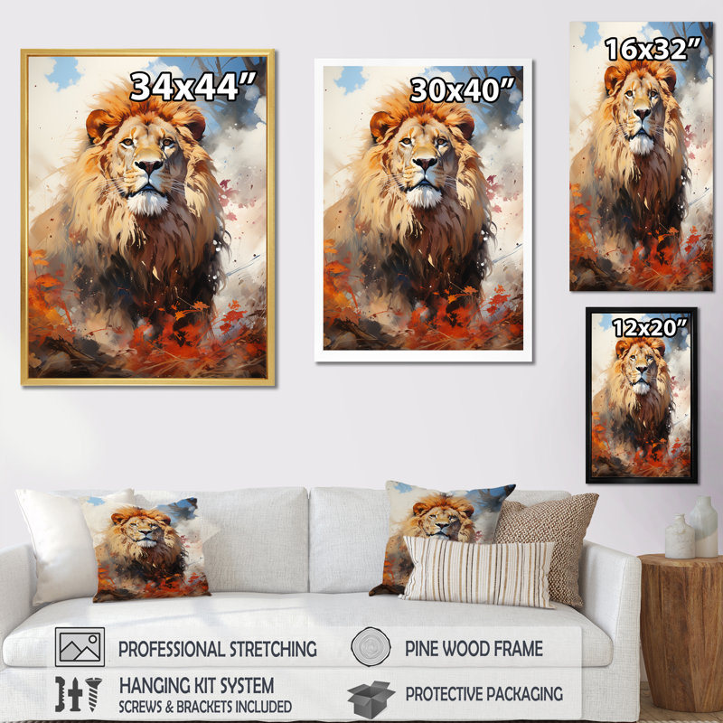 «Lions Prideful Presence I», reproduction sur toile, Toile tendue, H 32 po x l 24 po x P 1 po