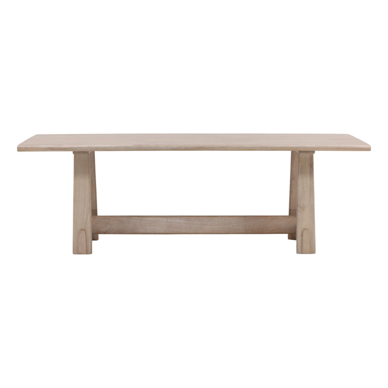 Table de salle à manger en bois de manguier massif Lachlan 92 po, finition naturelle claire, Beige
